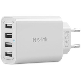 Resim S-Link Swapp Sw-c8 Beyaz 5 Volt - 5.6 Amper 4*usb Smart Port 2.4a Ev Şarj Adaptör 