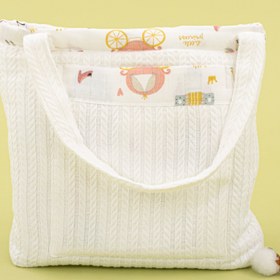 Resim Bebek Bakım Çantası - Beyaz Örgü - Sindirella 