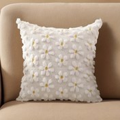 Resim İki adet bahar ve yaz yastık kılıfı seti, 45.72x45.72 cm, çiftlik ev dekorasyonu sarı çiçek papatya yumuşak peluş taklit kürk jakarlı atma yastıkları, yatak odası kanepesi tatil bahar ve yaz ev dekorasyonu için kullanılır 