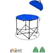 Resim Exent 70 X 70 X 60 Cm Yuvarlak Katlanır Taşıma Çantalı Kamp Masası, Piknik Masası-mavi Çok Renkli 
