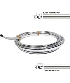 Resim Trend Garaj U Tip Geçmeli Krom Nikelaj Şerit Krom Silver Kalın 5 Metre 
