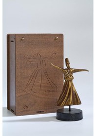 Resim Semazen Heykel Kaideli Altın Varak Bronz 