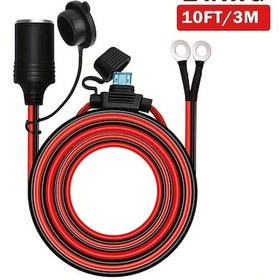 Resim Topshop1 Clelo Araba Kadın Araba Fiş Prizi 12 24v 15a Sigortalı 10ft 3m 14 Awg Kablo Dc Ağır Hizmet Tipi Araba Fiş Priz Uzatma 