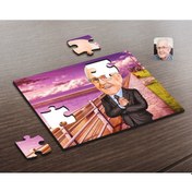 Resim Kişiye Özel Dede Karikatürlü Ahşap Puzzle-1 