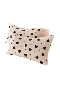 Resim More Home Kapaklı Yastık Kılıfı 2 Adet 50 X 70 Cm Kalpli Beyaz Siyah Beyaz Siyah 