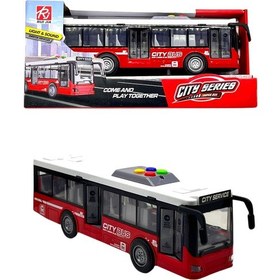 Resim 1:16 Ölçekli Işıklı Ve Sesli Şehir Otobüsü City Series Oyuncak Kırmızı 