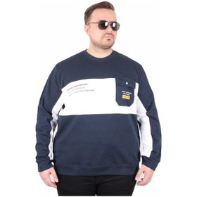 Resim Mocgrande Büyük Beden Bisiklet Yaka Cepli Sweat Double Face Pike 25702 Lacıvert Lacivert 