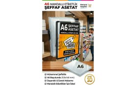 Resim Manken İstanbul 10 Adet A6 Şeffaf Asetat - Fıyat Etiketi Iç Cep - Asetat Kağıdı Pvc 