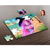 Resim Kişiye Özel Kadın Cadı Karikatürlü Ahşap Puzzle-4 