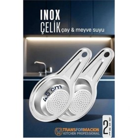 Resim shopwave Inox Çelik Çay Süzgeci - Meyve Suyu Süzgeci - Profesyoneller İçin 2 li SET Paslanmaz Çelik 