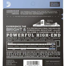 Resim D'Addario EPS170-6 XL ProSteels 6 Telli Bas Gitar Teli - Regular Light (32-130) 