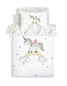 Resim Evmila Unicorn Desenli Nevresim Takımı - 160x220cm Nevresim +50x70cm Yastık Kılıfı+90x190cm Çarşaf 