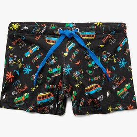 Resim Erkek Çocuk Mayo Beli Bağlamalı Arabalar Baskılı 