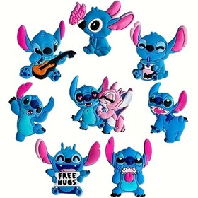 Resim Stitch PVC Ayakkabı Şansları, Sevimli Karikatür Tasarımı, Clog'lar ve Sandalet'lerle Uyumlu, Yaz Plaj Aksesuarları, Kızlar için Anime Parti Hediyeleri için İdeal, Yaz Parti Hediyeleri|Oyunlu Tasarım|Dayanıklı PVC Malzeme 