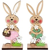 Resim Suntek 2 Adet Paskalya Tavşanı Ahşap Tabela Dekorasyonu Tatil 8cmx19cm 