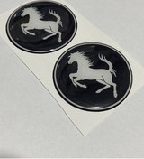 Resim Ferrari Logo Damla Etiket Sticker Siyah 5x5cm 2 Adet 
