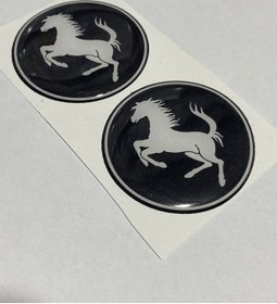 Resim Ferrari Logo Damla Etiket Sticker Siyah 5x5cm 2 Adet 
