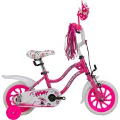 Resim Bisan Happy Kız Çocuk Bisikleti 21cm V 12 Jant Metalik Pembe Kırmızı Çok Renkli 