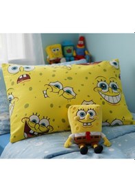 Resim Taç Spongebob Yastık Kılıfı 50x70 Cm Enerjik Tasarım, Doğal Konfor Art.d178 Açık Sarı 