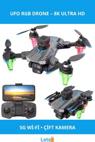 Resim Letsii 8K Ultra HD İki Kameralı Katlanabilir C19S UFO RGB Drone 