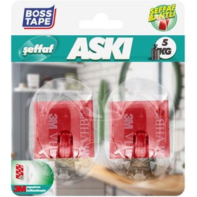 Resim Boss Tape Güçlü 3M Yapışkanlı Şeffaf Banyo Mutfak Bornoz Havlu Bez Askısı 2'li Büyük 
