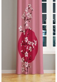 Resim Blossom Japan 1 Desenli Süet Oturma Odası Salon Fon Perde Baskılı Ekstrafor Büzgü Tek Kanat Prd-1106 Çok Renkli 