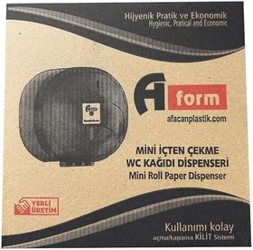 Resim A Form KTA 109 Küçük İçten Çekme Cimri Tuvalet Kağıt Dispenseri Aparatı - Şeffaf Füme - Plastik 
