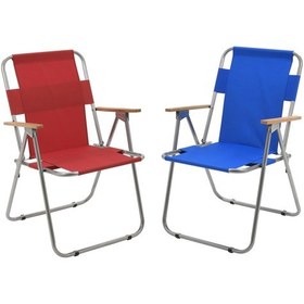 Resim Exent 2'li Ağaç Kollu Katlanır Piknik Kamp Plaj Bahçe Balıkçı Sandalyesi Gri 