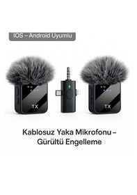 Resim Daytona K9-y2 Yüksek Kalite Profesyonel 3 In 1 Kablosuz Taşınabilir Yaka Mikrofonu Tüylü Mini Mic Tak Ve Çalıştır Canlı Yayın Vlog Kablosuz Yaka Çift Verici Mikrofon 
