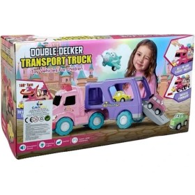 Resim Toysturka Sürtmeli Sesli Işıklı Araç Taşıyan Pembe Tır (4 Araçlı) 