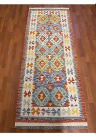 Resim El Dokuma Afgan Kilim Yolluk 100% Yün Kök Boya Harıka Desenlı Yolluk Çok Renkli 