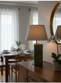 Resim Dekoratif Dikdörtgen Prizma Seramik Abajur Abj0015 