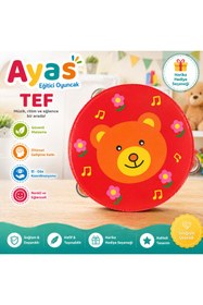 Resim AyasEğiticiOyuncak Bebek Müzik Aleti Ahşap Deri Tef - 