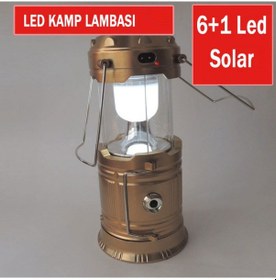 Resim Solar Güneş Enerjisi Şarjlı Led Kamp Lambası Dağ El Feneri Büyük Altın N11.1415 Altın 