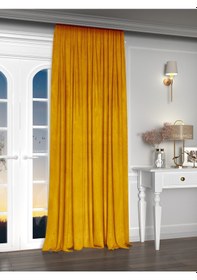 Resim Yakamoz Kadife Görünüm Balpeteği Sarısı Ada Fon Perde Ekstraforlu Velvet Touch Serisi Balpeteği Sarısı Bal Peteği Sarısı 