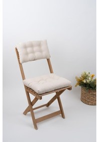 Resim Bistro Model Pofidik Bej Sandalye Minderi Bağcıklı 