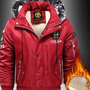 Resim Erkekler için Kış Yeni Kore Tarzı Kapüşonlu Ceket, Sahte Kürk Yaka, Rahat Moda Trendi Ceket, Naylon %100 %100 Polyester Kaplı, Düz Renk, Düzenli Kesim, Fermuar Detayları, 210g/m² Kumaş Ağırlığı 