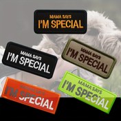 Resim 1 adet Mama Says I'm Special Nakış Kanca & Döngü Yamalı Yansıtıcı Rozeti Giysi Köpek Aksesuarı 