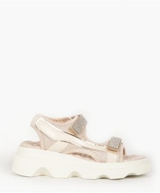 Resim Dericlub Kadın Taşlı Çift Bantlı Sandalet Zy 7901 Pudra 