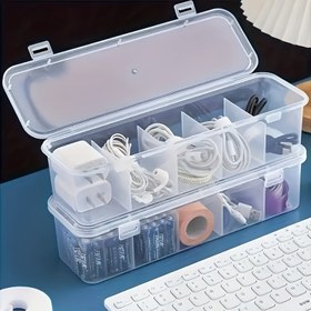 Resim 5 Bölmeli Geniş Kapasiteli Şeffaf Kablo Düzenleyici Kutusu, Kablolar ve Piller için Şeffaf Plastik Saklama Kutusu, Net Olarak Ayrılmış, Okul, Yatak Odası, Ofis, Yurt için Uygun, Tatil Hediyeleri, Cadılar Bayramı, Şükran Günü için İdeal, kablo kutusu, organizer çanta, şarj aleti çantası, kablo saklama kutusu, şarj aleti saklama kutusu, organizer, kablo çantası, organizer ürünleri 