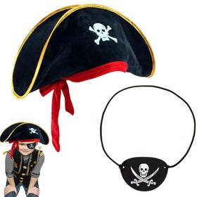 Resim Nessiworld Kids Velvet Pirate Hat &amp; Vinyl Leather Eye Band Set 