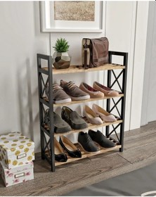 Resim Ravilo Çok Amaçlı Raf 4 Katlı Ayakkabılık Meşe Meşe 