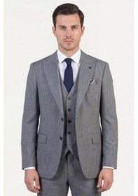 Resim Giotelli Erkek Antrasit Dar Kesim Slim Fit Viskon 6 Drop Yelekli Takım Elbise 