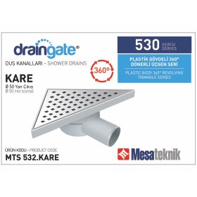 Resim Mesateknik Draingate® 360º Dönerli Plastik Gövdeli 20*20 Üçgen Seri Yan Ø 50 Mm 