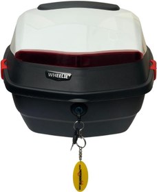 Resim WHEELIE XT88-W 32 Litre Motosiklet Arka Çanta Beyaz Parlak Su Geçirmez ABS Top Case Çift Kilitleme Üniversal 