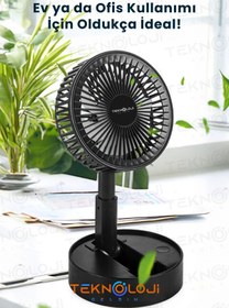 Resim Teknoloji Gelsin Vantilatör Teleskopik Fan Katlanabilir Taşınabilir Şarjlı 3 Kademe Mini Fan Soğutucu Masaüstü SİYAH 
