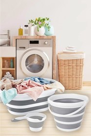 Resim Zuu Baby 3'lü Set Katlanır Çamaşır Sepeti - Katlanabilir Akordiyon Su Kovası -maşrapa 