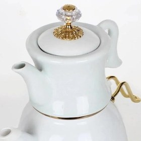 Resim Nishev Dufy Serisi Porselen Demlikli Emaye Çaydanlık Takımı - Beyaz 