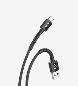 Resim K552 Safe 3a Örgülü Metal Başlı Usb'den Type-c'ye Şarj Kablosu Siyah 
