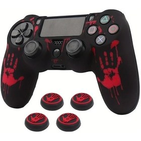Resim Gaojunshop01 Siyah Kırmızı Ps4 Kumanda Kılıfı - Kaymaz Silikon Koruma, Geliştirilmiş Kavrama Ve Çubuk Kapakları İle Oyunculara Özel 